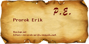 Prorok Erik névjegykártya